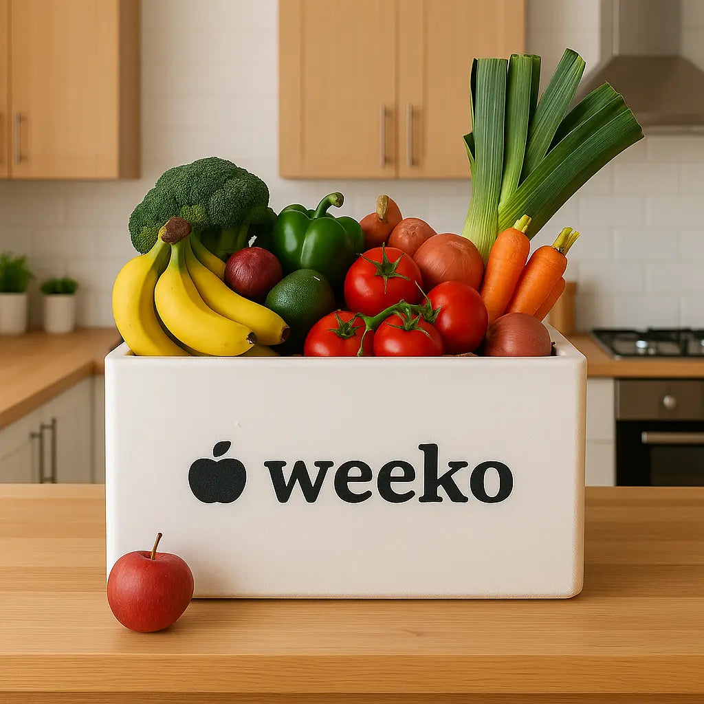 Caja de 10 kg de weeko con fondo de cocina